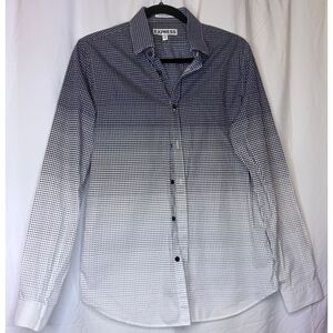 Express‎ Men's Gradient Grid Print Button Down Shirt Long Sleeve Modern Fit M